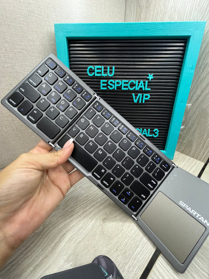 Mini Teclado Bluetooth portátil plegable con Mouse Pad
