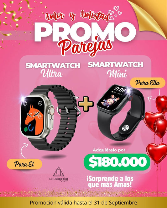 PROMO!!!  Smartwatch Ultra 🕶️ + Smartwatch Mini 🎀 ¡Para Parejas!