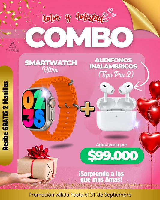 PROMO!!! Smartwatch Ultra + Audífonos Inalámbricos Tipo Pro 2🎁❤️